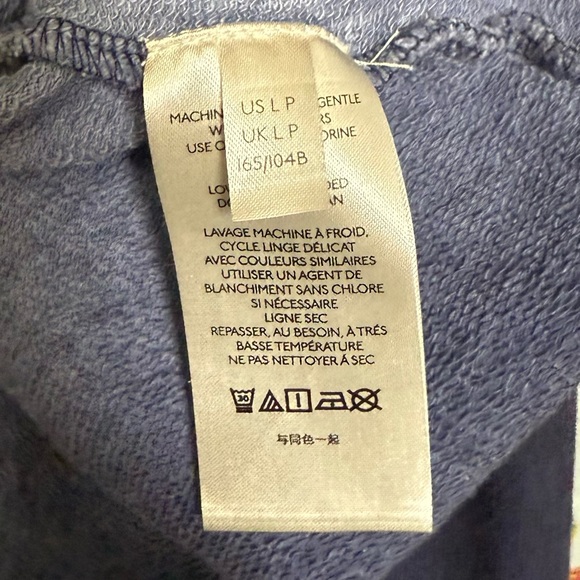 ANTHROPOLOGIE Vintage Look Cropped Oversized Navy Blue Sweatshirt Raw Hem Large - Picture 11 of 11